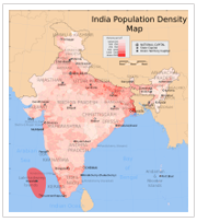 Population density map of India.